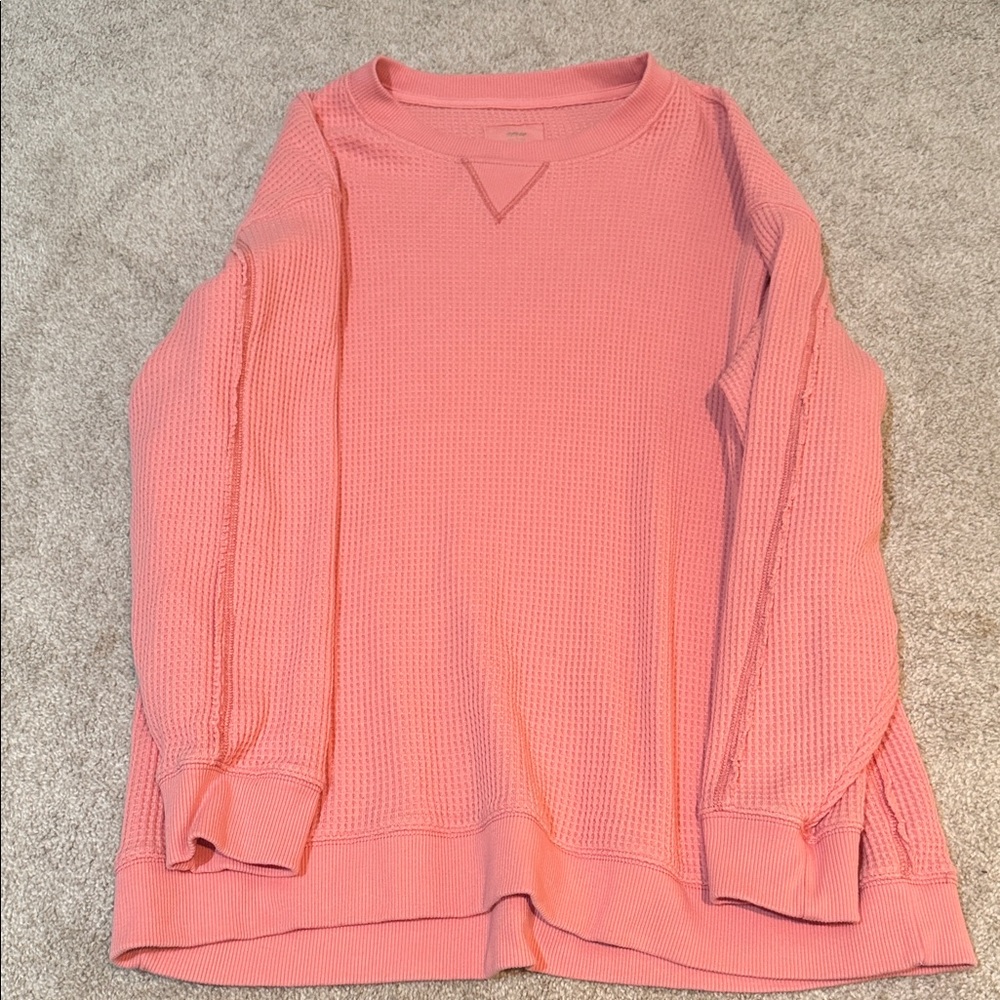 Coral Waffle Knit Sweater